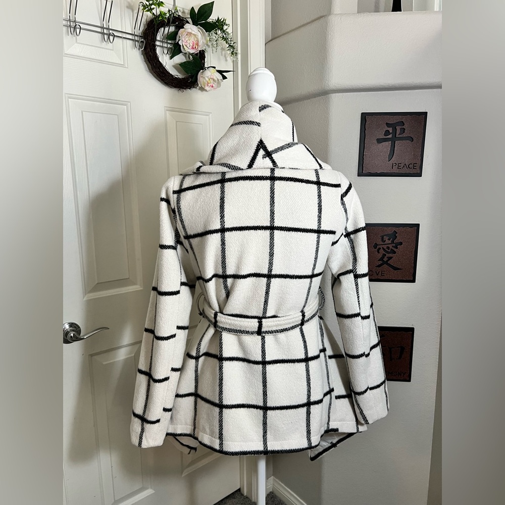 CHICWISH $130 Turn Down Shawl Collar Asymmetric Hemline Wool Blend Coat XXS - Picture 6 of 12